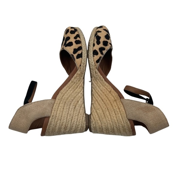 Aldo Tan Leather Cheetah Print Wedge Espadrille Heels Size 6 Women’s - Picture 4 of 10